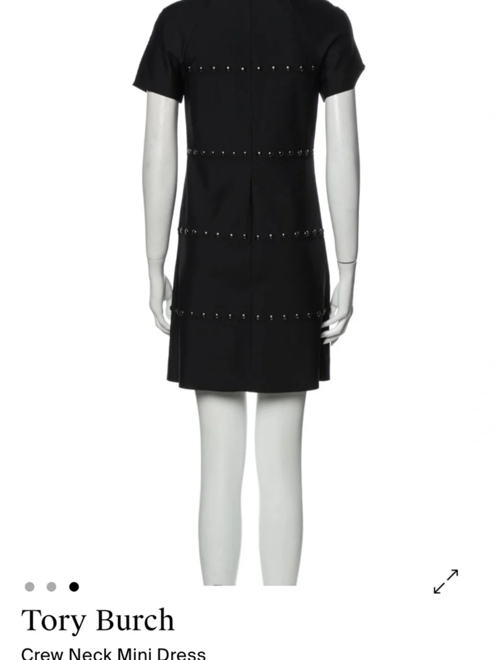 Tory Burch Black Short Sleeve Studded Shift Dress - Picture 7 of 7